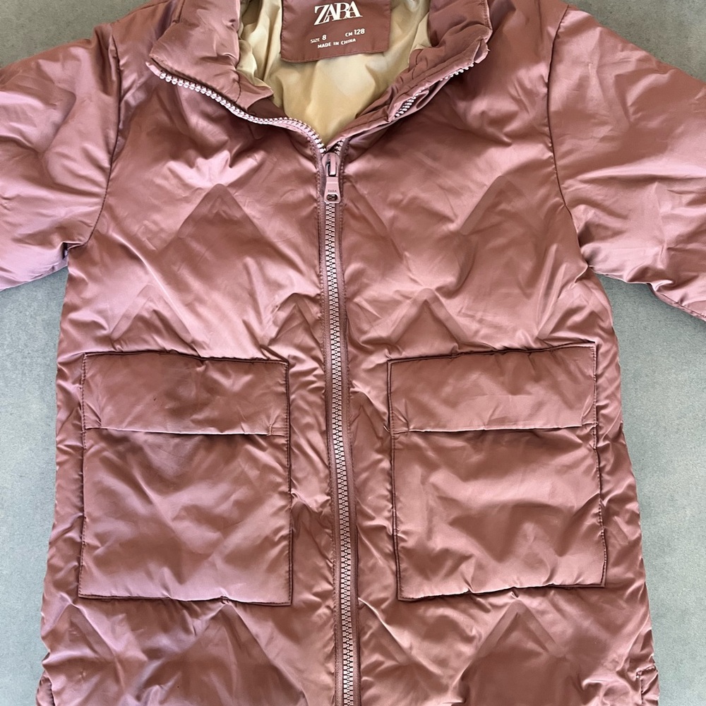 Zara Girls Dusty Pink Puffer Jacket